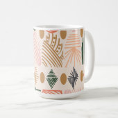 Karibischer Stammbaum: Boho Dark Green, Pink Kaffeetasse (VorderseiteRechts)