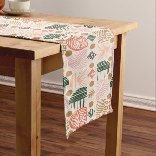 Karibischer Stammbaum: Boho Dark Green, Pink Kurzer Tischläufer
