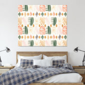 Karibischer Stammbaum: Boho Dark Green, Pink Leinwanddruck (Insitu (Schlafzimmer))