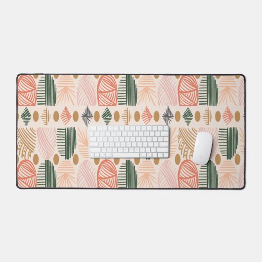 Karibischer Stammbaum: Boho Dark Green, Pink Schreibtischunterlage (Tastatur & Maus)