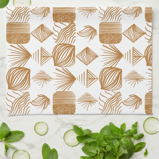 Karibischer Stammbaum: Gold, Weiß Geschirrtuch (Gefaltet)