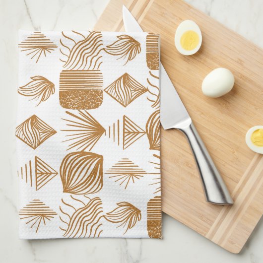 Karibischer Stammbaum: Gold, Weiß Geschirrtuch (Viertel Falte)