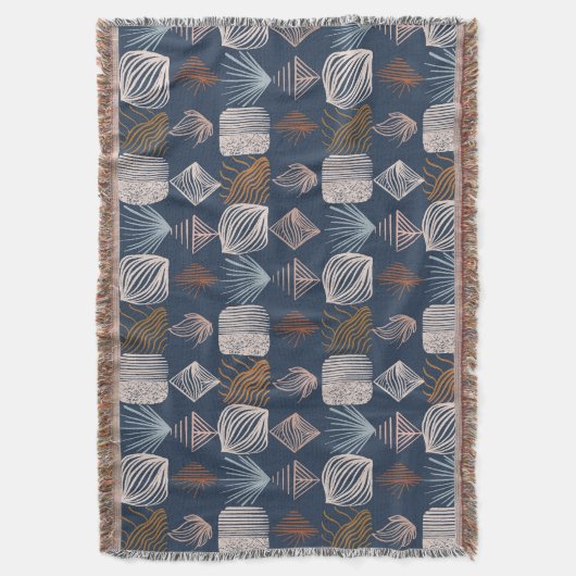 Karibischer Stammbaum: Navy Blue, Boho Decke (Vorderseite Vertikal)