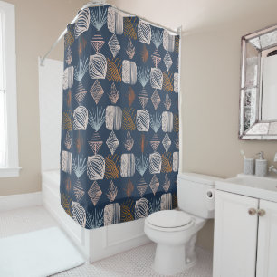 Karibischer Stammbaum: Navy Blue, Boho Duschvorhang