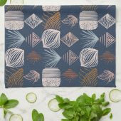 Karibischer Stammbaum: Navy Blue, Boho Geschirrtuch (Gefaltet)