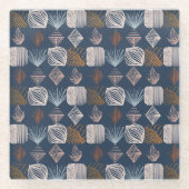 Karibischer Stammbaum: Navy Blue, Boho Glasuntersetzer (Vorderseite)