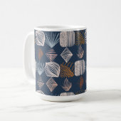 Karibischer Stammbaum: Navy Blue, Boho Kaffeetasse (Vorderseite Links)