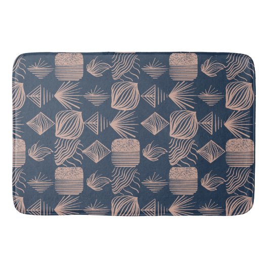Karibischer Stammbaum: Navy Blue, Pink Badematte (Vorderseite)