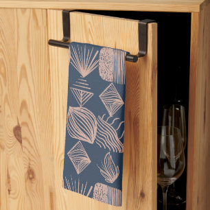 Karibischer Stammbaum: Navy Blue, Pink Geschirrtuch