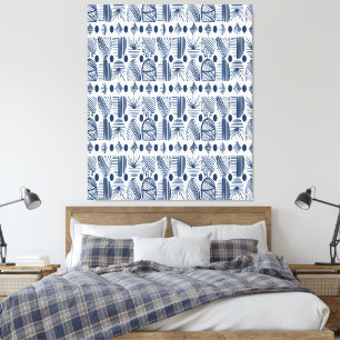 Karibischer Stammbaum: Navy Blue, White Leinwanddruck