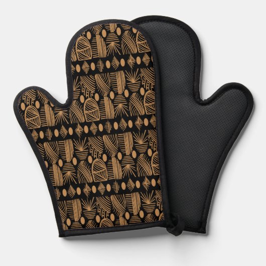 Karibischer Stammbaum: Schwarz, Gold Ofenhandschuh (Vorderseite/Rückseite)