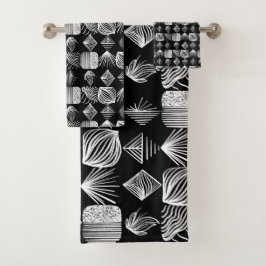 Karibischer Stammbaum - Schwarz & Weiß, Badhandtuch Set