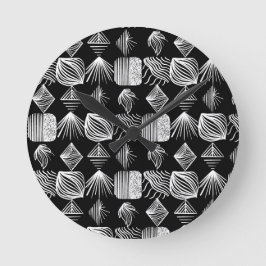 Karibischer Stammbaum - Schwarz & Weiß, Runde Wanduhr