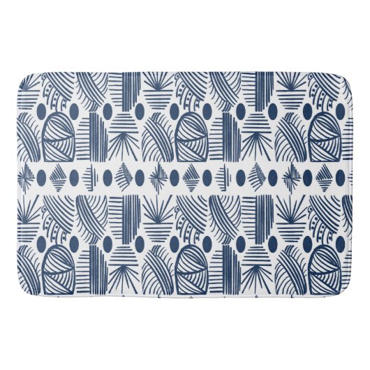 Karibischer Stammbaum: Weiß, Navy Blue Badematte (Vorderseite)