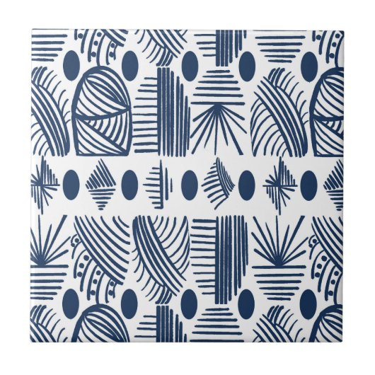 Karibischer Stammbaum: Weiß, Navy Blue Fliese (Vorderseite)