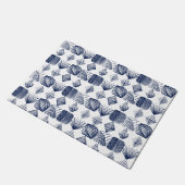 Karibischer Stammbaum: Weiß, Navy Blue Fußmatte (Schrägansicht)