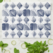 Karibischer Stammbaum: Weiß, Navy Blue Geschirrtuch (Gefaltet)