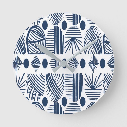Karibischer Stammbaum: Weiß, Navy Blue Runde Wanduhr (Vorderseite)
