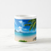 Karibischer Strand mein glücklicher Ort Kaffeetasse (Mittel)