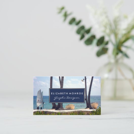 Karibischer Strand, Reisen und Tourismus Visitenkarte (Stehend Vorderseite)