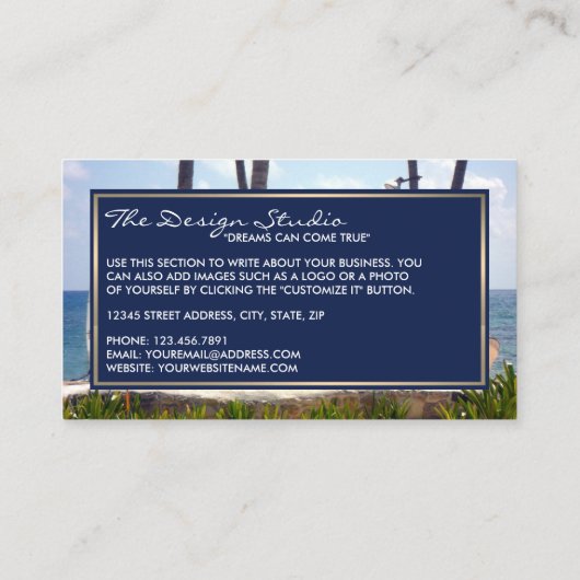 Karibischer Strand, Reisen und Tourismus Visitenkarte (Rückseite)