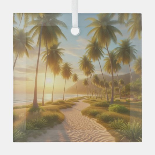 karibischer/tropischer/hawaiianischer Sonnenunterg Ornament Aus Glas (Vorderseite)