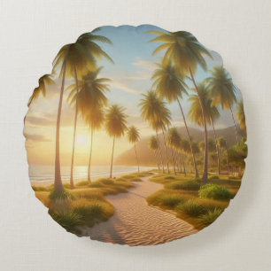 karibischer/tropischer/hawaiianischer Sonnenunterg Rundes Kissen