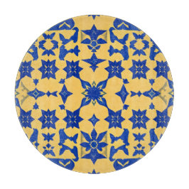 Karibisches Blau-Gold-Fliesenmotiv Azulejo  Schneidebrett