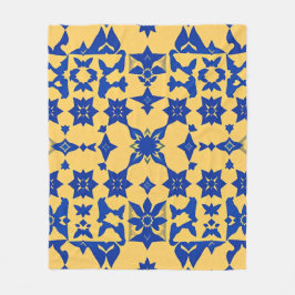 Karibisches Blau-Gold-Fliesenmotiv Muster Azulejo  Fleecedecke