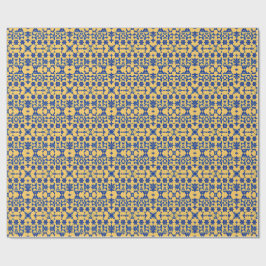 Karibisches Blau-Gold-Fliesenmotiv Muster Azulejo  Geschenkpapier