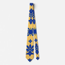Karibisches Blau-Gold-Fliesenmotiv Muster Azulejo  Krawatte