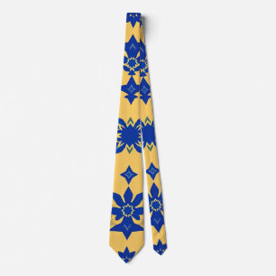 Karibisches Blau-Gold-Fliesenmotiv Muster Azulejo Krawatte