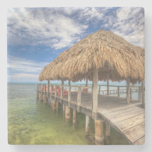 Karibisches Dock Steinuntersetzer (Vorderseite)