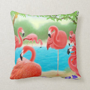 Karibisches Flamingo-Lagune-Kissen Kissen