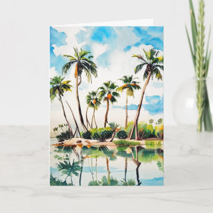 Karibisches Inselparadies Aquarell Palmen v2 Karte