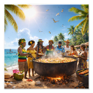 Karibisches Strandfest unter der goldenen Sonne Fotodruck