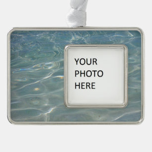 Karibisches Wasser Abstract Blau Natur Rahmen-Ornament Silber