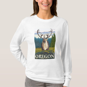 Karibu im wilden Vintagen Reise-Plakat T-Shirt