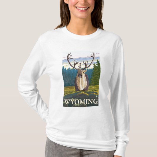 Karibu im wilden - Wyoming T-Shirt (Vorderseite)