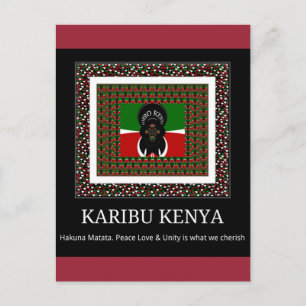 Karibu Kenia: Lebendige Nationalflaggenfarben Haku Postkarte