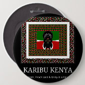 Karibu Kenya: Vibrant National Flag Colors Hakuna Button (Vorne & Hinten)