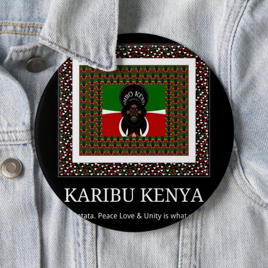 Karibu Kenya: Vibrant National Flag Colors Hakuna Button (Beispiel)