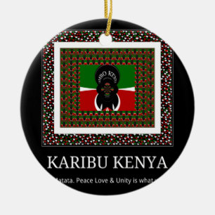 Karibu Kenya: Vibrant National Flag Colors Hakuna Keramik Ornament