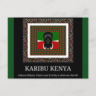 Karibu Kenya: Vibrant National Flag Colors Hakuna Postkarte