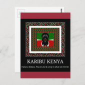 Karibu Kenya: Vibrant National Flag Colors Hakuna Postkarte (Vorne/Hinten)