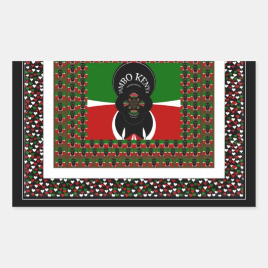 Karibu Kenya: Vibrant National Flag Colors Hakuna Rechteckiger Aufkleber (Vorderseite)