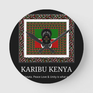 Karibu Kenya: Vibrant National Flag Colors Hakuna Runde Wanduhr