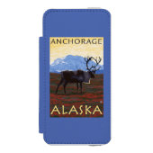 Karibu-Szene - Anchorage, Alaska Incipio iPhone Geldbeutel-Hülle (Folio Vorderseite)