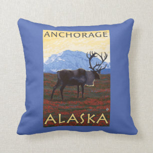 Karibu-Szene - Anchorage, Alaska Kissen
