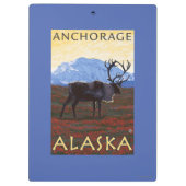 Karibu-Szene - Anchorage, Alaska Klemmbrett (Rückseite)